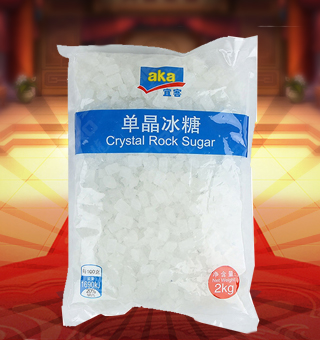 宜客(AKA)單晶冰糖產自浙江金華2kg每袋，采用新鮮上等的原料，領先的技術，使每一顆冰糖都晶晶亮，純度極高，質量保證，放心安全。本產品采用的是袋裝的設計，食用和放置都是相對比較方便的，是您廚房常備品的好伙伴。本產品的每一顆冰糖都甘醇可口，晶瑩剔透，清甜滋潤。是您日常飲品，佐餐甜品的絕佳上選。