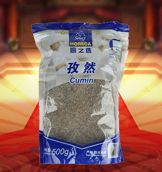 廚之選(HORECA SELECT)孜然產(chǎn)自四川成都500g每袋，精細(xì)加工而成，質(zhì)量上乘，備受廣大專業(yè)廚師和消費者歡迎和厚愛，是您廚房必備品。保留了孜然中原有的滋味、氣味和全部的營養(yǎng)物質(zhì)，風(fēng)味獨特，定會讓您回味無窮。不使用化學(xué)劑、無化學(xué)殘留、不破壞營養(yǎng)成分，給家人一份天然、一份健康、一份安心。