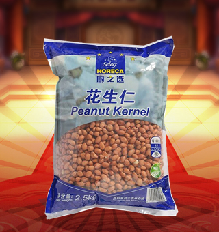 廚之選(HORECA SELECT)花生仁產自吉林白城2.5kg每袋，精選優質花生，顆粒飽滿，色澤誘人，口感鮮香爽脆，讓人唇齒留香，沉浸于美味的享受。富含人體所需的多種維生素、礦物質及微量元素，營養美味，深受廣大消費者的認可與喜愛。