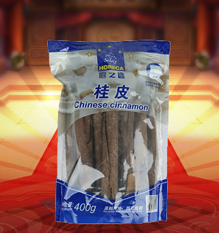 廚之選(HORECA SELECT)桂皮產(chǎn)自四川成都400g每袋，本產(chǎn)品精心挑選上等的桂皮等原材料制作而成，品質(zhì)純正天然，讓您食用的放心。本產(chǎn)品采用的是塑料質(zhì)地包裝，簡潔大方，食用簡單，是您廚房的好幫手。本產(chǎn)品加入菜肴后能讓其味道濃郁，口感醇厚鮮香，給您帶來美妙的味覺盛宴。